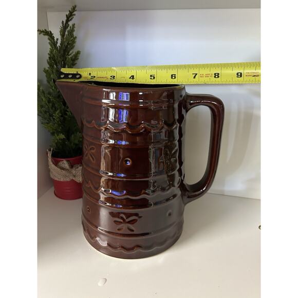 Marcrest 9” Pitcher Daisy And Dot Large 2 qt Oven Proof Stoneware Vintage USA - Picture 3 of 8